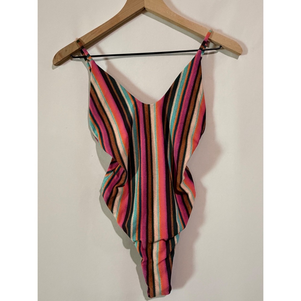 Maaji One Piece Swimsuit Retro Stripe High Cut Small Retro Revival Beachy Small